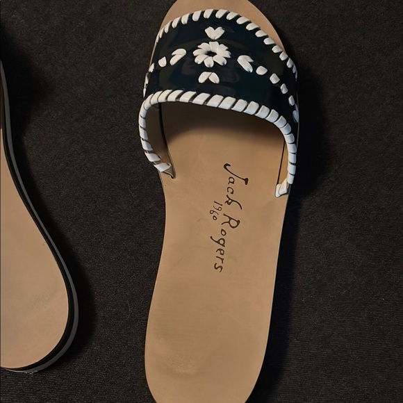 Jack Rogers Blue and White Sandals Elegant Slide Design - Picture 3 of 7